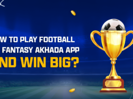 A mobile device with the Fantasy Akhada App open to a Fantasy Football game screen.